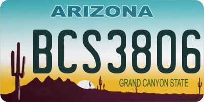 AZ license plate BCS3806