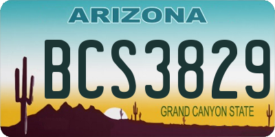 AZ license plate BCS3829