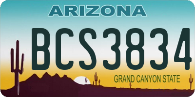 AZ license plate BCS3834