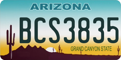 AZ license plate BCS3835