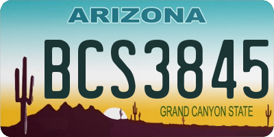 AZ license plate BCS3845