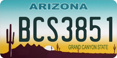 AZ license plate BCS3851