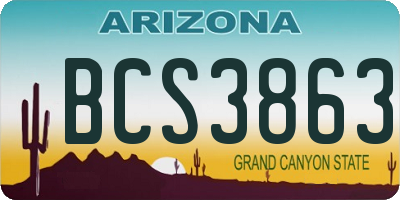 AZ license plate BCS3863