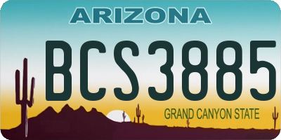 AZ license plate BCS3885