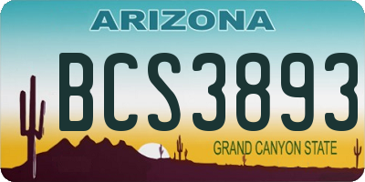 AZ license plate BCS3893