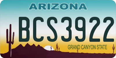 AZ license plate BCS3922