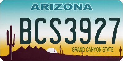 AZ license plate BCS3927