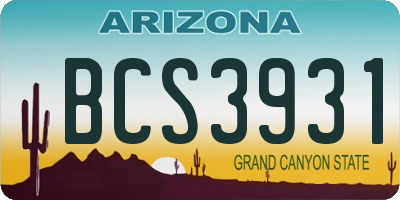 AZ license plate BCS3931