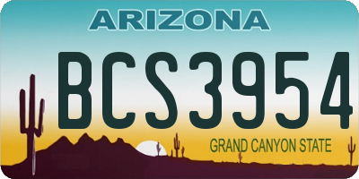 AZ license plate BCS3954