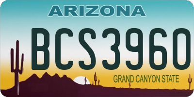 AZ license plate BCS3960