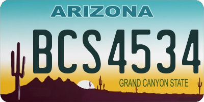 AZ license plate BCS4534