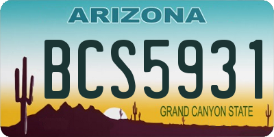 AZ license plate BCS5931