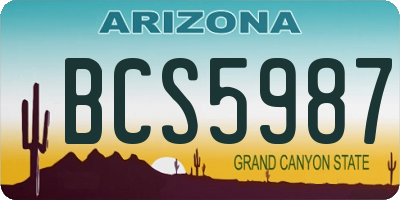 AZ license plate BCS5987