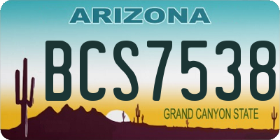 AZ license plate BCS7538