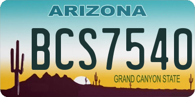 AZ license plate BCS7540