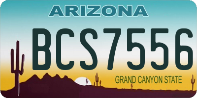 AZ license plate BCS7556