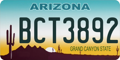 AZ license plate BCT3892