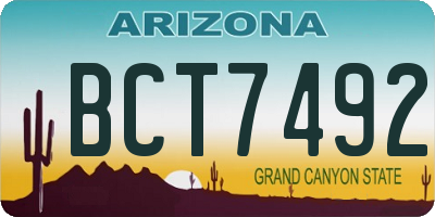 AZ license plate BCT7492