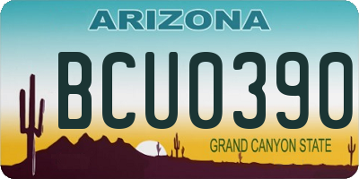 AZ license plate BCU0390