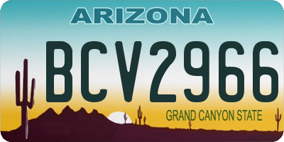 AZ license plate BCV2966