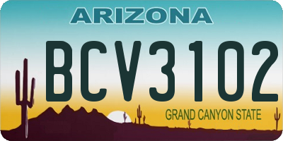 AZ license plate BCV3102