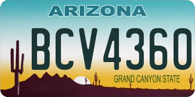 AZ license plate BCV4360