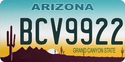 AZ license plate BCV9922
