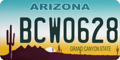 AZ license plate BCW0628