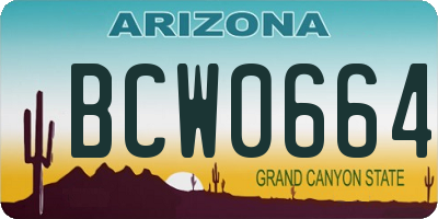 AZ license plate BCW0664