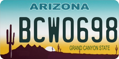 AZ license plate BCW0698