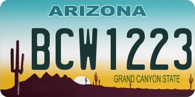 AZ license plate BCW1223