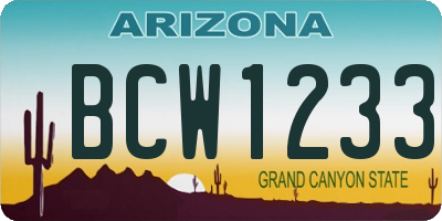 AZ license plate BCW1233