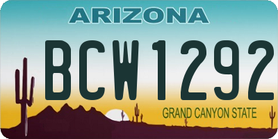 AZ license plate BCW1292