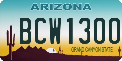 AZ license plate BCW1300