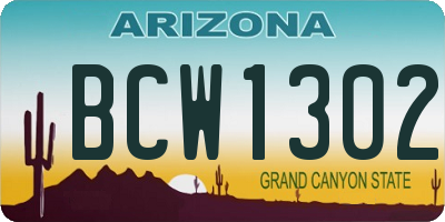 AZ license plate BCW1302