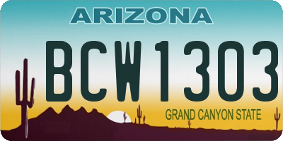 AZ license plate BCW1303