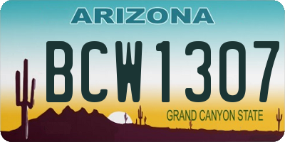 AZ license plate BCW1307