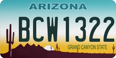 AZ license plate BCW1322