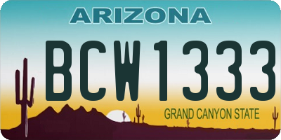 AZ license plate BCW1333