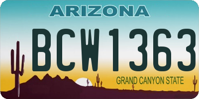 AZ license plate BCW1363