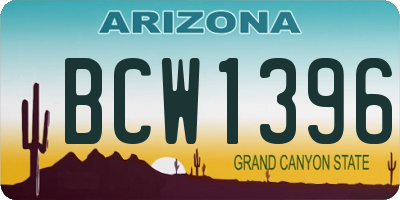 AZ license plate BCW1396