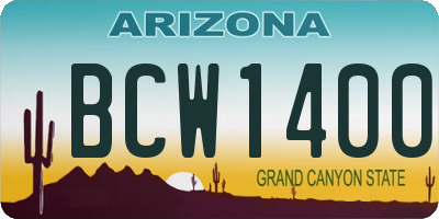 AZ license plate BCW1400