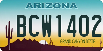 AZ license plate BCW1402