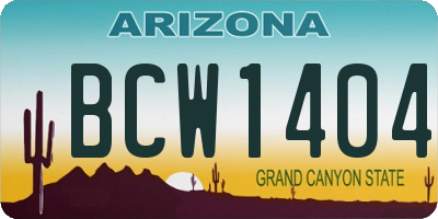 AZ license plate BCW1404