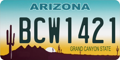 AZ license plate BCW1421