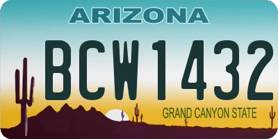 AZ license plate BCW1432