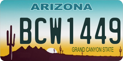 AZ license plate BCW1449