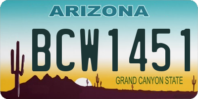 AZ license plate BCW1451