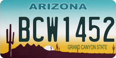 AZ license plate BCW1452