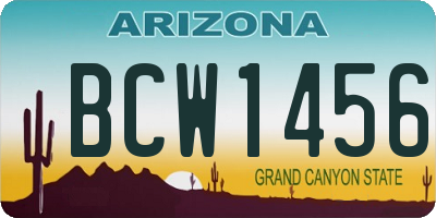 AZ license plate BCW1456